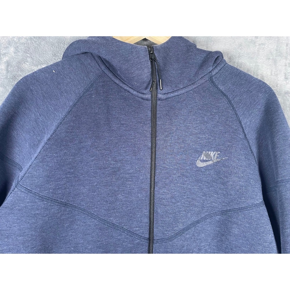 Nike Tech Fleece Full Zip Hoodie Mens Large Navy Blue Heather Jacket
